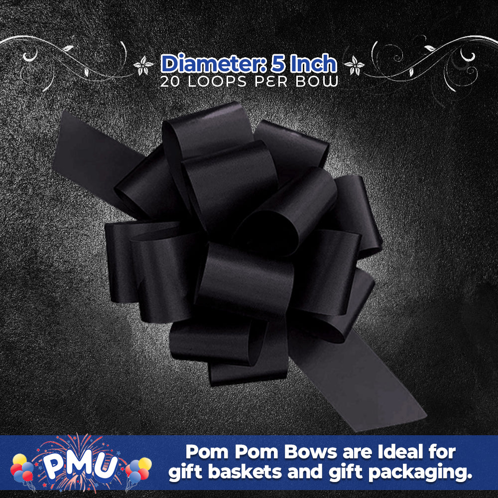 PMU Perfect Pull String Bows - Gift Bows for Wedding, Birthdays & Anniversaries - Ribbon Bows for Flowers & Basket Decoration - Large Bow for Gift Wrapping - 5 Inch 20 Loops