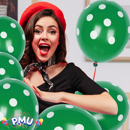 PMU Polka Dot Balloons PartyTex 11 Inch with All-Over Print White Dots