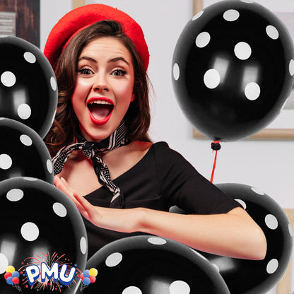 PMU Polka Dot Balloons PartyTex 11 Inch with All-Over Print White Dots