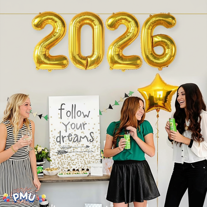 PMU New Year's Eve Party "2026" 16inch, 30inch, & 40inch in Number Mylar Balloons 2026 New Year, Graduation, Birthday, Special Events Accessories Party Celebration (4/pkg) Pkg/1