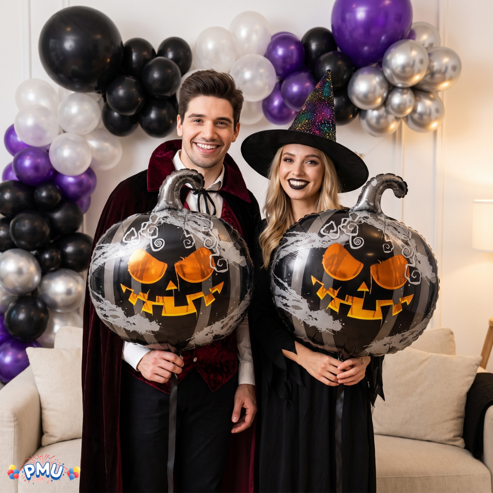 PMU Halloween Foil Balloons 18 Inch, Fun Mylar Balloons for Halloween Party Décor