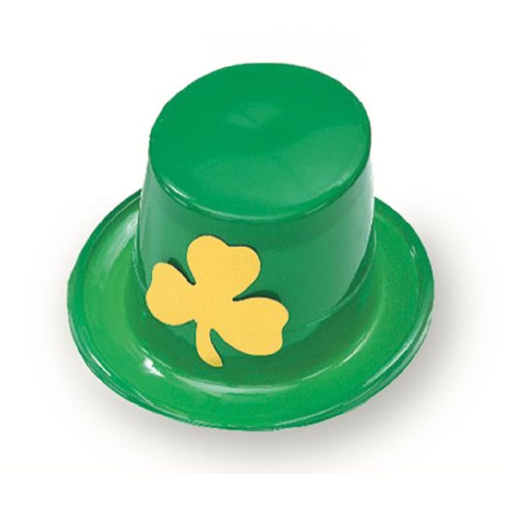 PMU St. Patrick's Day Headwear Decorations and Party Supplies - Plastic Top Hat with Shamrock - Irish Costume, Party Accessory