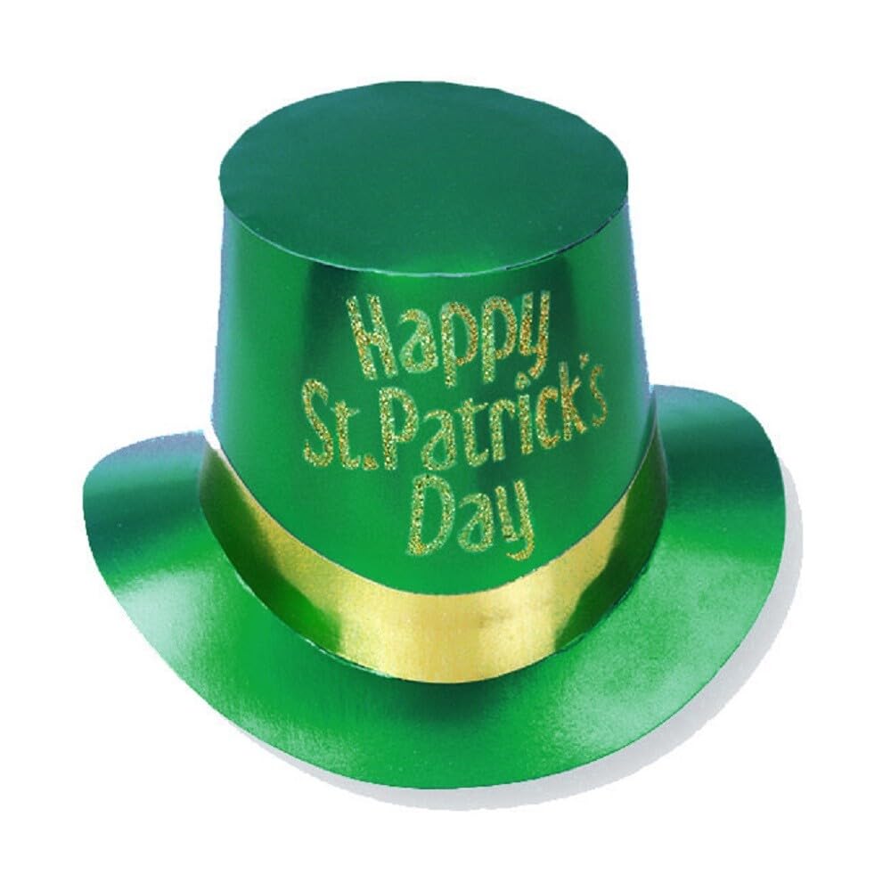 PMU St. Patrick's Day Headwear Decorations and Party Supplies - Plastic Top Hat with Shamrock - Irish Costume, Party Accessory