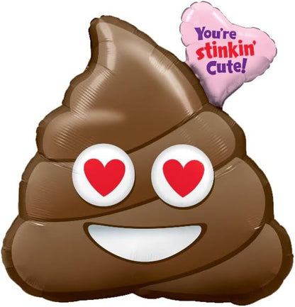 PMU 4 Pieces 31 Inches Valentine's Day Balloons,Huge Poop Balloons, Love Balloons for Special Events, You're Stinkin Cute Balloon Photo Props Party Decoration and Accessories (4/Pkg)