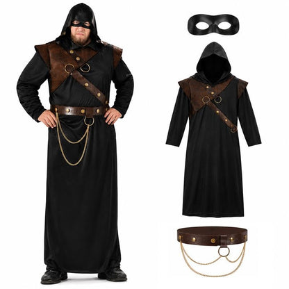 PMU Men's Halloween Costume, Horror Halloween Costume for Men, Hooded Robe