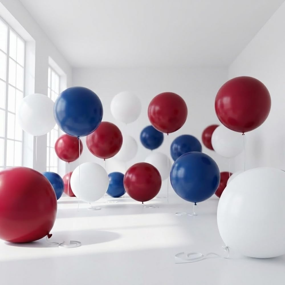 PMU Memorial Day Patriotic Decorations Set – Red White Blue 36" Latex Balloons for Table Decor, 4th of July Party Supplies, Independence Day Decorations