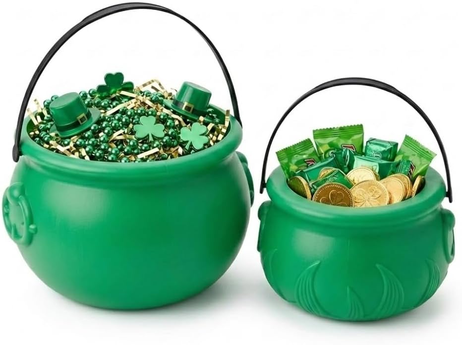 PMU St. Patrick's Day Pot of Plastic Cauldron For St. Patrick's Day Leprechaun & Mardi Gras Party Decoration Supply Accessory
