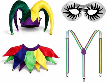 PMU Mardi Gras Mini Metallic Top Hat Headband Party Set Festive Costume Set for Mardi Gras Themed Party