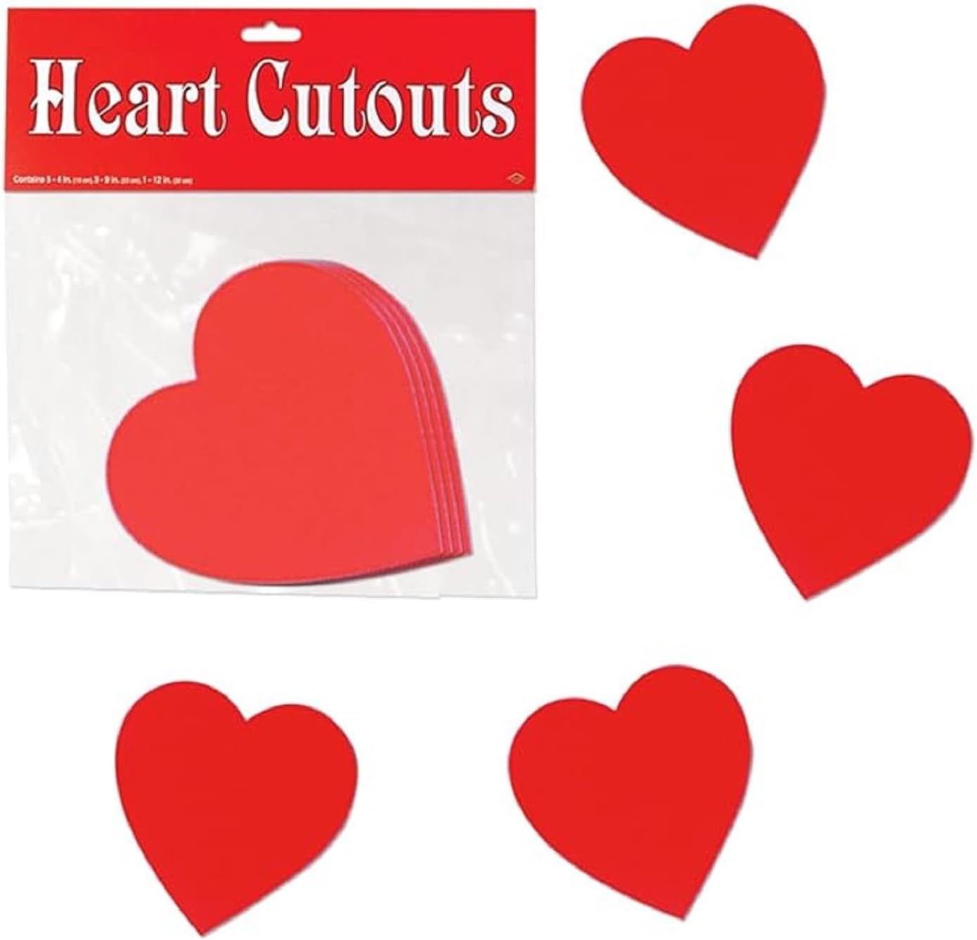 PMU Valentine’s Day Decorations Printed Heart Cutouts 4 inch Red Party Accessory Valentine's Day Theme Event Decoration Indoor/Outdoor Party Accessories (10/pkg) Pkg/1