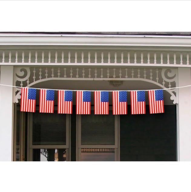 PMU Patriotic Outdoor Pennant Banner Red, White and Blue 17in. X 30ft