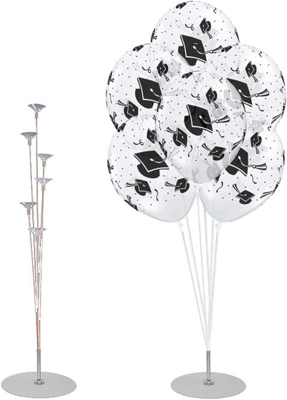 PMU Graduation Balloons | Premium Congrats Grad Balloon with All-Over Print Grad Caps-Confetti and Streamers | Graduation Party Supplies & Decorations | Latex Balloons
