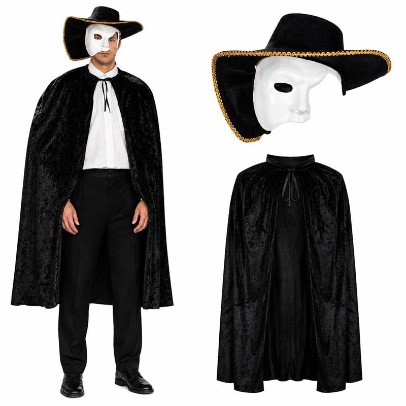 PMU Men's Halloween Costume, Horror Halloween Costume for Men, Hooded Robe