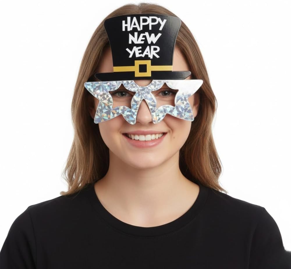 PMU Happy New Year Sunglasses – Party Glasses for 2026 Celebration, New Year’s Eve Decorations, Festive Photo Booth Props