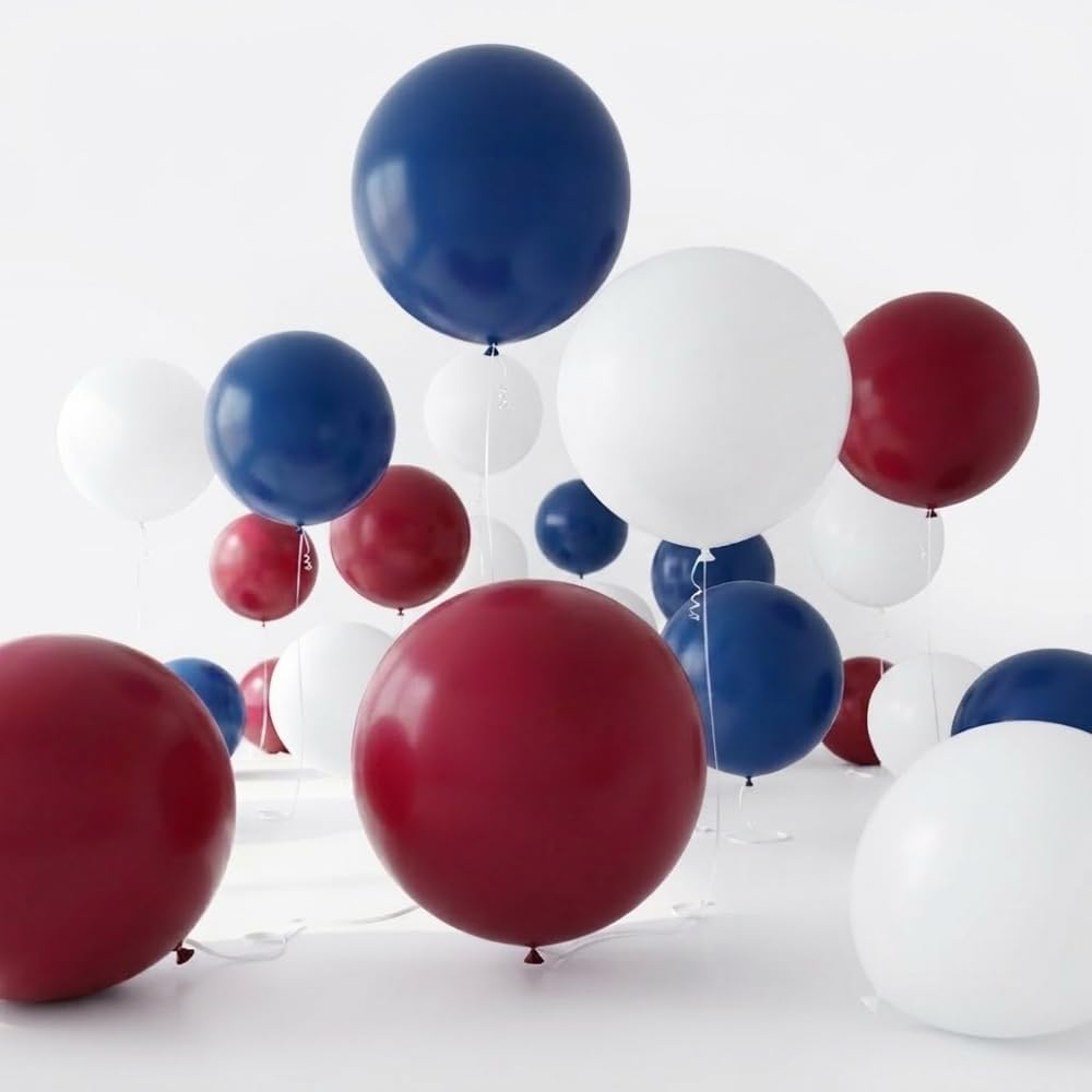 PMU Memorial Day Patriotic Decorations Set – Red White Blue 36" Latex Balloons for Table Decor, 4th of July Party Supplies, Independence Day Decorations