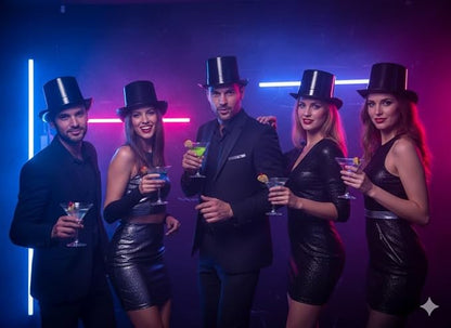 PMU Plastic Party Top Hat for Adults & Kids - Plastic Hat for Parties, New Year Events, Magic Shows & Photo Booth Props