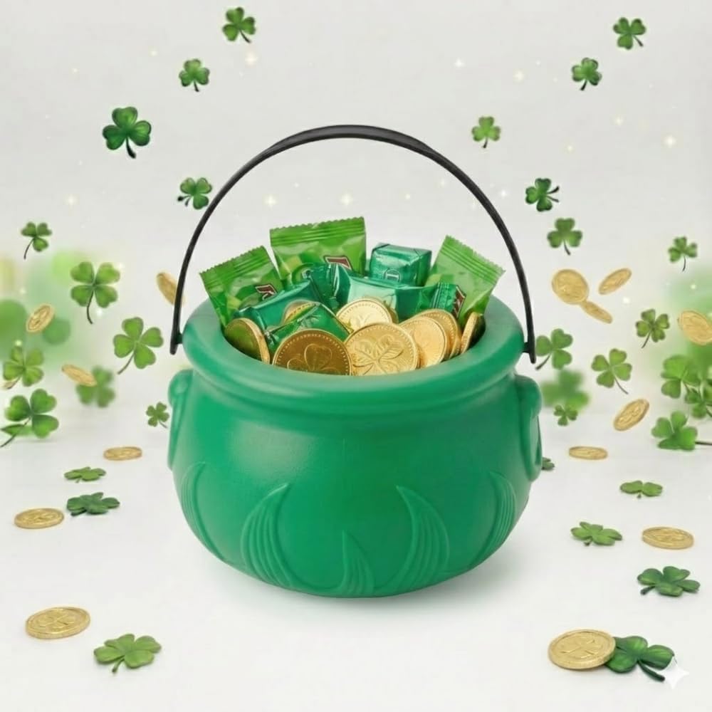 PMU St. Patrick's Day Pot of Plastic Cauldron For St. Patrick's Day Leprechaun & Mardi Gras Party Decoration Supply Accessory