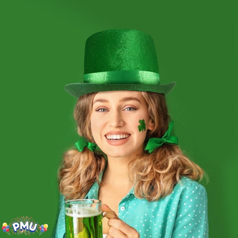 PMU St. Patrick's Day Headwear Decorations and Party Supplies - Plastic Top Hat with Shamrock - Irish Costume, Party Accessory