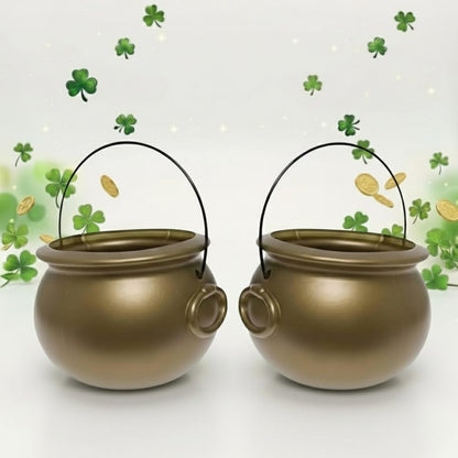 PMU St. Patrick's Day Pot of Plastic Cauldrons for St. Patrick's Day Leprechaun & Mardi Gras Party Decoration Supply Accessory