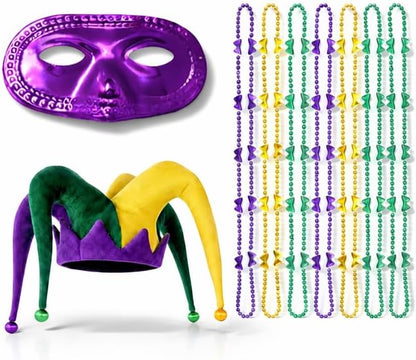 PMU Mardi Gras Mini Metallic Top Hat Headband Party Set Festive Costume Set for Mardi Gras Themed Party