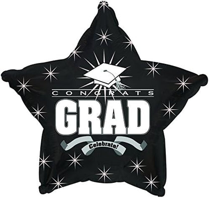 PMU Congrats Grad Cap Balloon, Star 18in Mylar | Graduation Decoration Mylar Balloons | Celebrate Success with Vibrant Graduation Balloons | Balloon Graduation Décor
