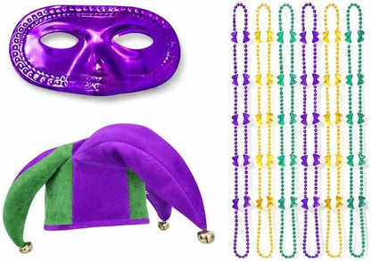 PMU Mardi Gras Mini Metallic Top Hat Headband Party Set Festive Costume Set for Mardi Gras Themed Party