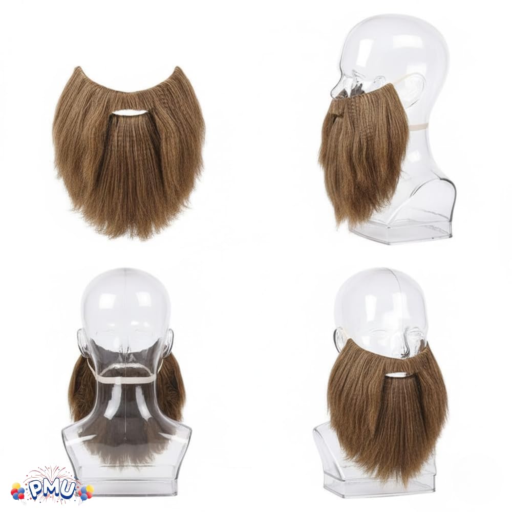 PMU Santa beard and wig set, Brown Wig And Beard for Christmas Costume Accessories - Plays, Festivals, Props & Party Supplies