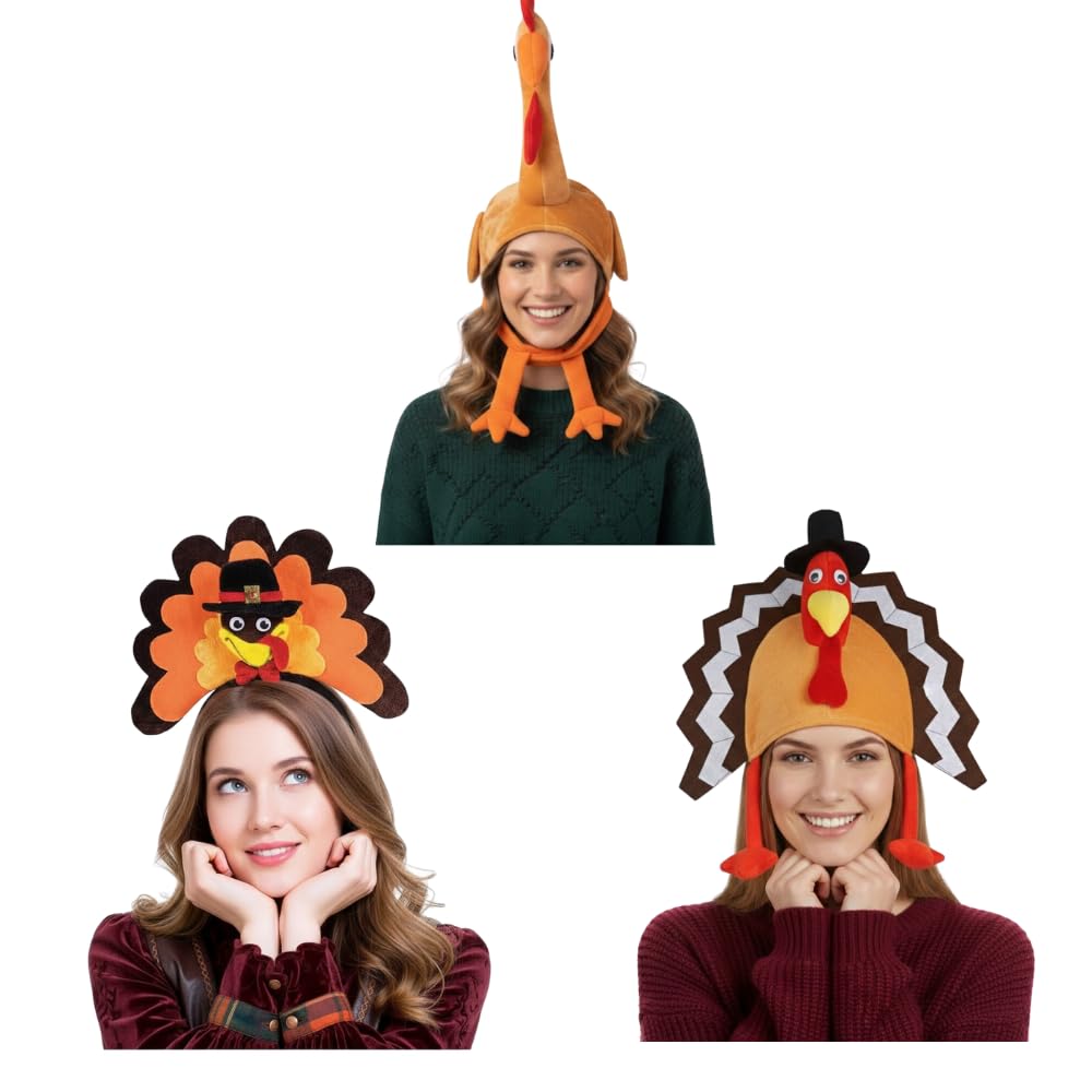 PMU Thanksgiving 3pc Assorted Hats and Headbands Party Costume Accessories