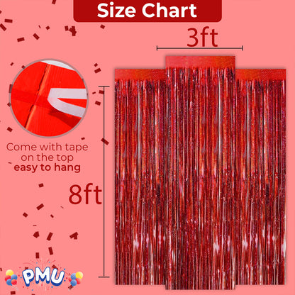 PMU Metallic Fringe Curtains | Metallic Foil Fringe Backdrop Curtains | Fringe Backdrop for Graduation, Birthday Party Decorations, Baby Shower, Disco Party |3ft x 8ft