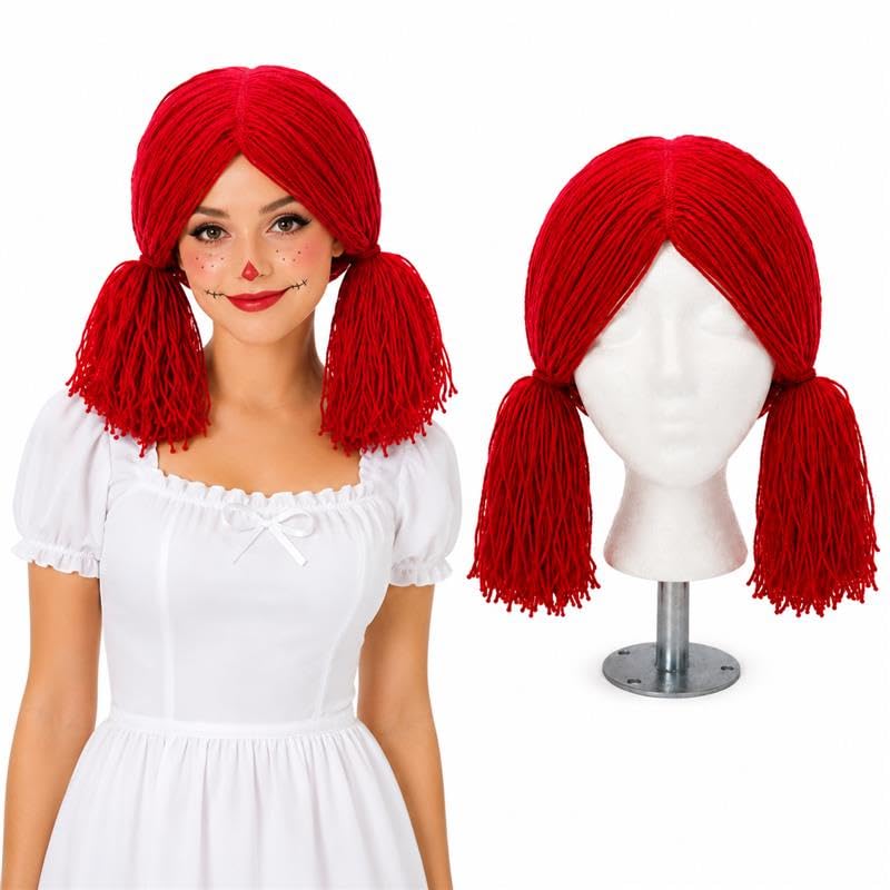 PMU Halloween Wig & Headband, Rag Doll, Colonial Lady & Witch Costume Accessory