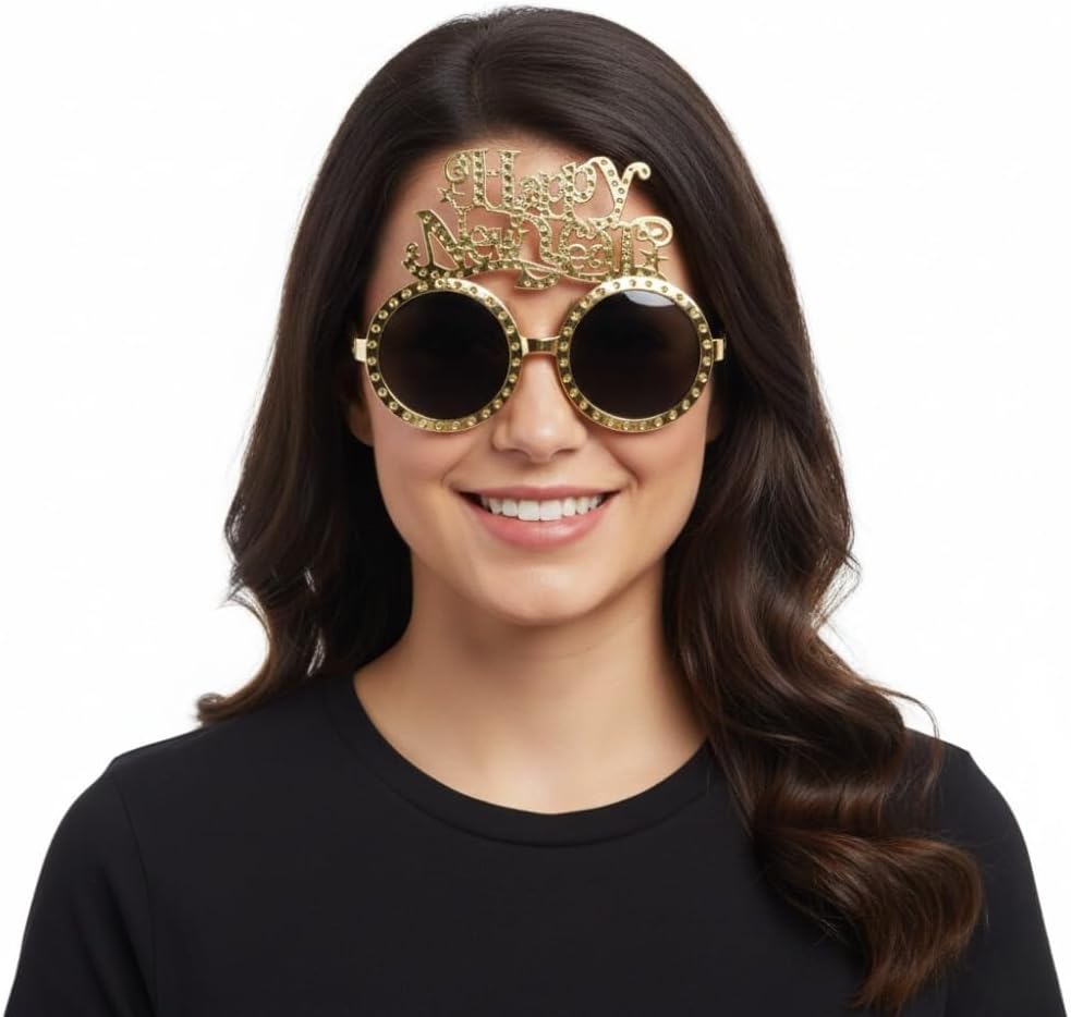 PMU Happy New Year Sunglasses – Party Glasses for 2026 Celebration, New Year’s Eve Decorations, Festive Photo Booth Props