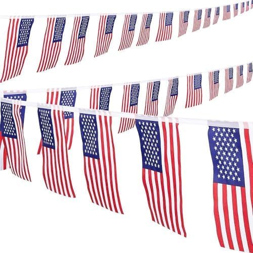 PMU Patriotic Outdoor Pennant Banner Red, White and Blue 17in. X 30ft