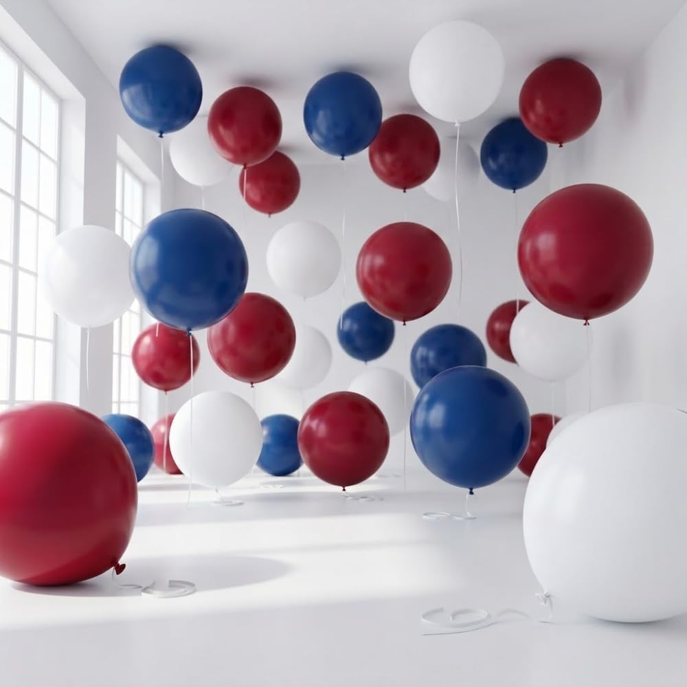 PMU Memorial Day Patriotic Decorations Set – Red White Blue 36" Latex Balloons for Table Decor, 4th of July Party Supplies, Independence Day Decorations