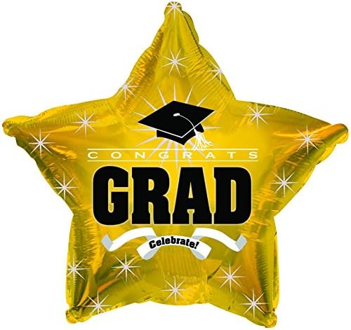 PMU Congrats Grad Cap Balloon, Star 18in Mylar | Graduation Decoration Mylar Balloons | Celebrate Success with Vibrant Graduation Balloons | Balloon Graduation Décor