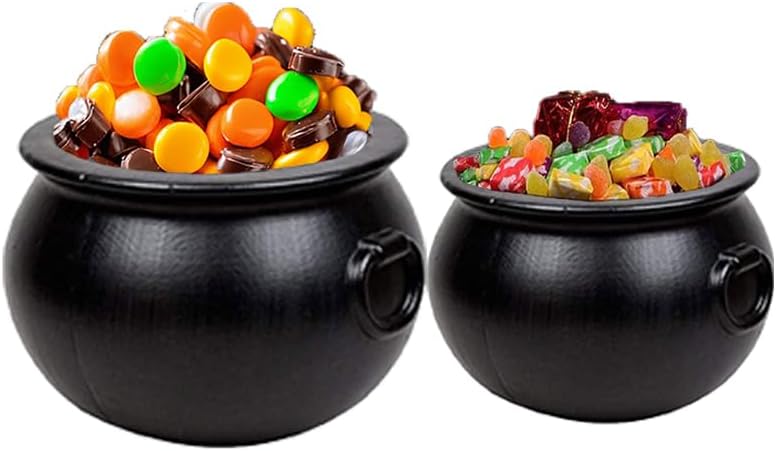 PMU Halloween Cauldron - Blow Mold Plastic Party Accessory - Candy Holder for Kids - Halloween Party Favors & Supplies – Perfect for Trick or Treat