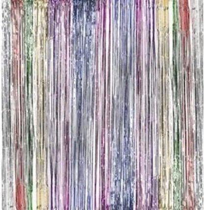 PMU Metallic Fringe Curtains | Metallic Foil Fringe Backdrop Curtains | Fringe Backdrop for Graduation, Birthday Party Decorations, Baby Shower, Disco Party |3ft x 8ft