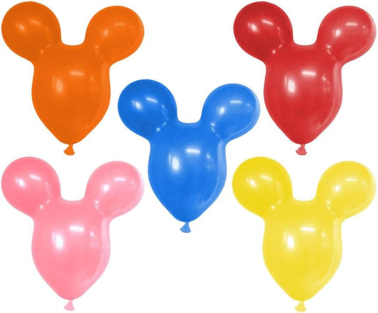 PMU Mouse Head Shaped Balloons 18 Inch Premium Assorted Colors Latex Great for Mouse Theme Parties *Inflate Mouse Ears first for proper inflation (See Video)