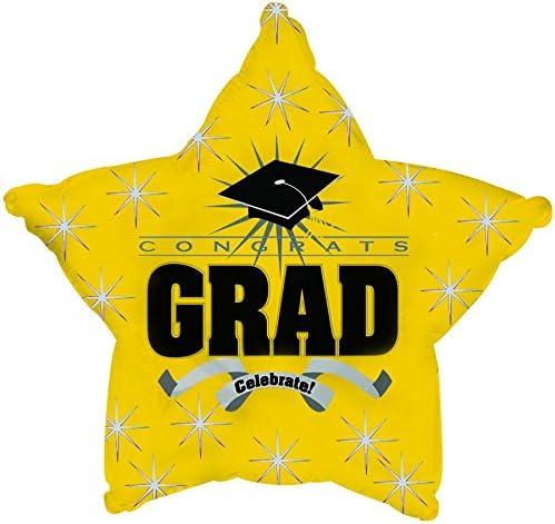 PMU Congrats Grad Cap Balloon, Star 18in Mylar | Graduation Decoration Mylar Balloons | Celebrate Success with Vibrant Graduation Balloons | Balloon Graduation Décor