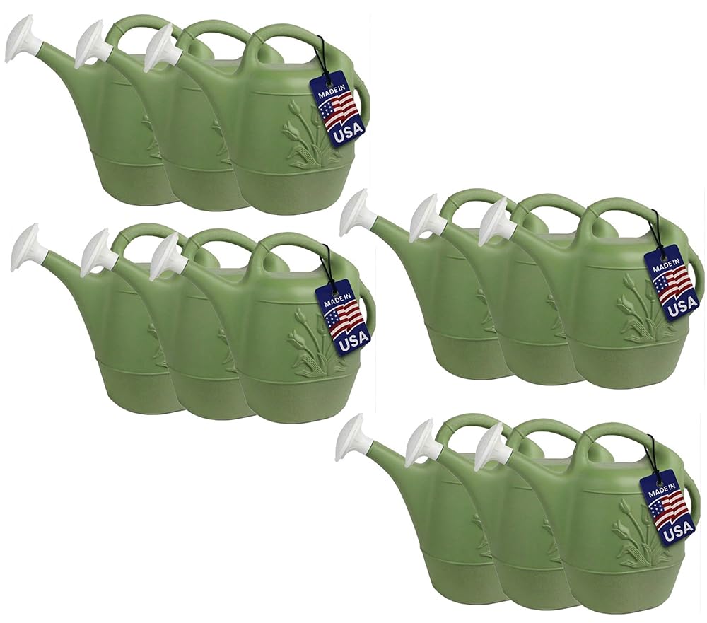 PMU 2 Gallon Watering Can - Garden Watering Can for Indoor & Outdoor Plants - Plastic Water Can with Detachable Sprinkler Head - Large Water Pot, Made in USA