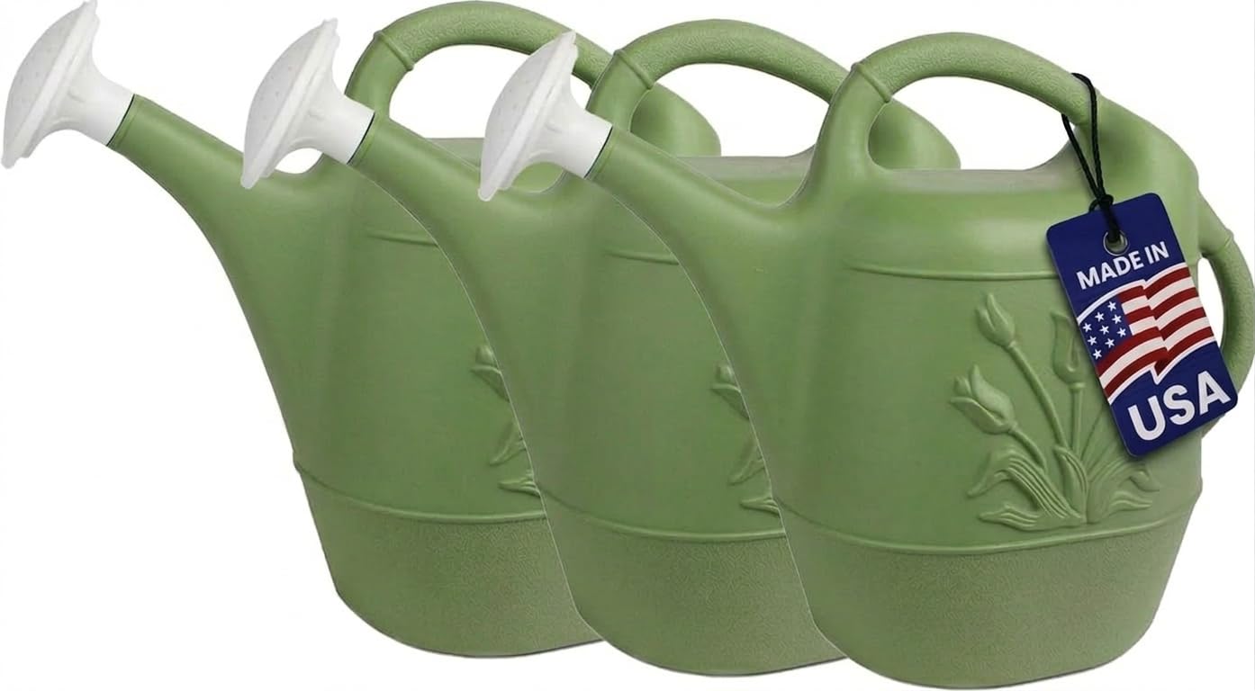 PMU 2 Gallon Watering Can - Garden Watering Can for Indoor & Outdoor Plants - Plastic Water Can with Detachable Sprinkler Head - Large Water Pot, Made in USA