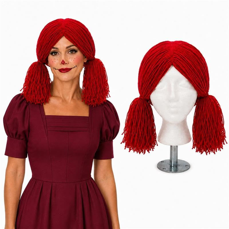 PMU Halloween Wig & Headband, Rag Doll, Colonial Lady & Witch Costume Accessory