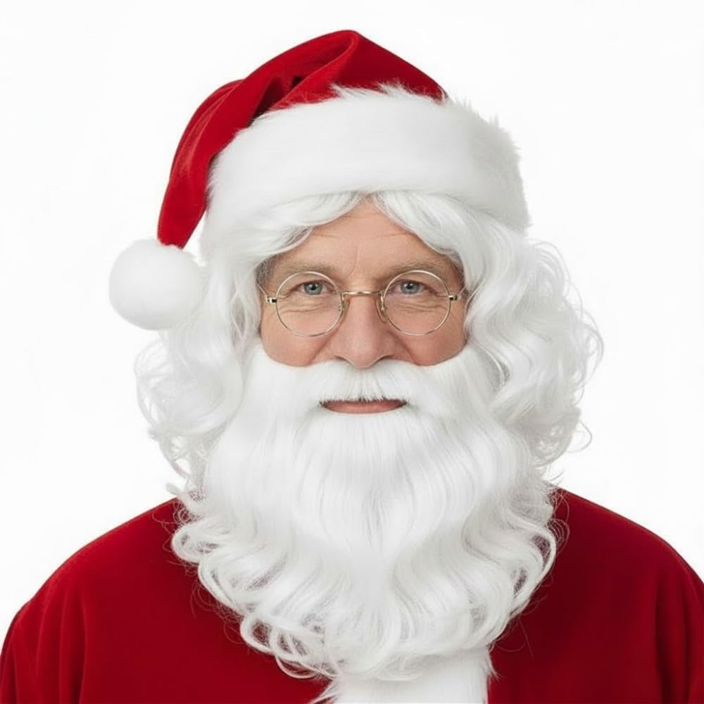 PMU Mens Deluxe Santa and Beard Set Costume Wig