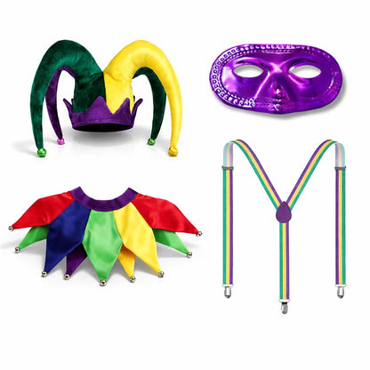 PMU Mardi Gras Mini Metallic Top Hat Headband Party Set Festive Costume Set for Mardi Gras Themed Party