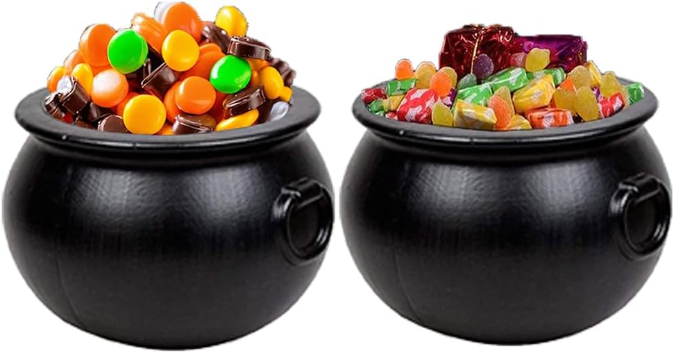 PMU Halloween Cauldron - Blow Mold Plastic Party Accessory - Candy Holder for Kids - Halloween Party Favors & Supplies – Perfect for Trick or Treat