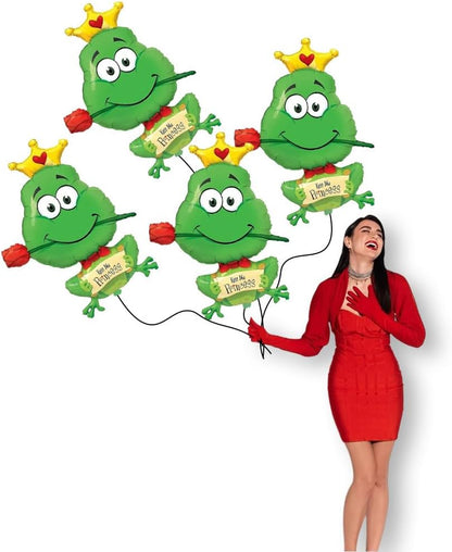 PMU 4 Pieces 39 Inches Valentine's Day Balloons, Kiss Me Princess-Frog Balloons,Love Balloons For Special Events, Photo Props Party Decoration and Accessories (4/Pkg)