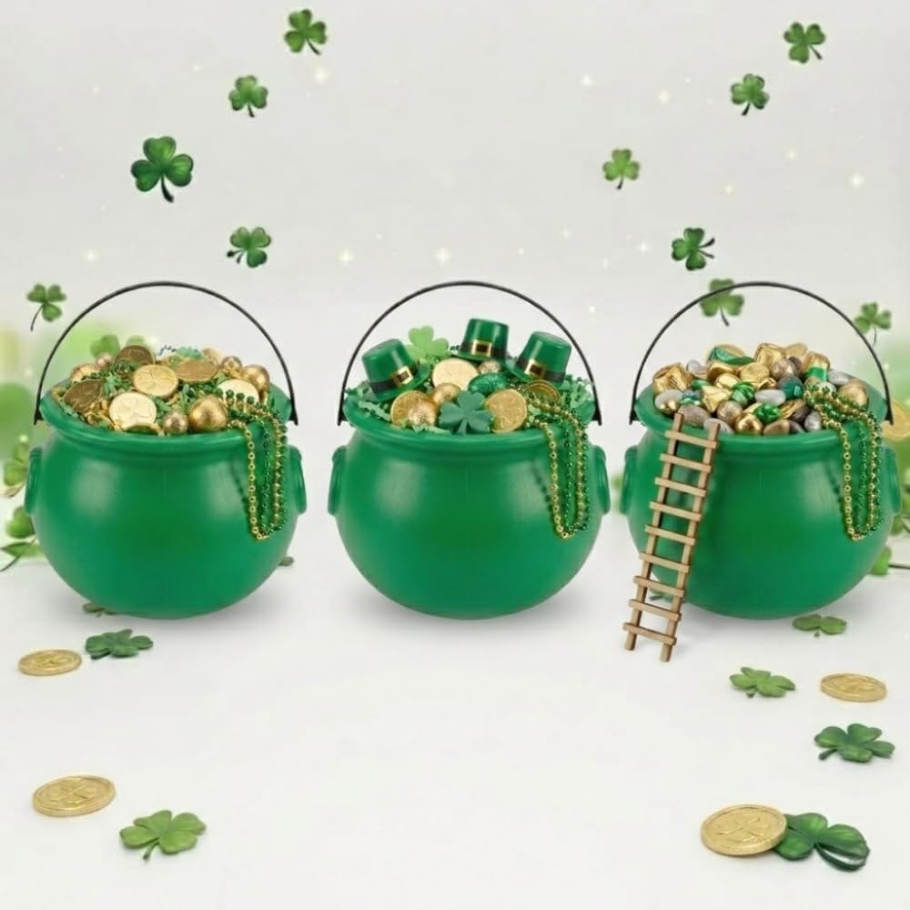 PMU St. Patrick's Day Pot of Plastic Cauldron For St. Patrick's Day Leprechaun & Mardi Gras Party Decoration Supply Accessory