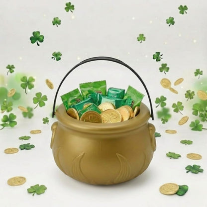 PMU St. Patrick's Day Pot of Plastic Cauldron For St. Patrick's Day Leprechaun & Mardi Gras Party Decoration Supply Accessory