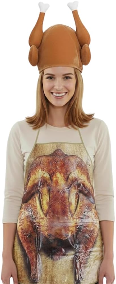 PMU Thanksgiving Roasted Turkey Hat and Turkey Apron Set Party Decorations and Costume Accessories (2/Pkg) Pkg/1