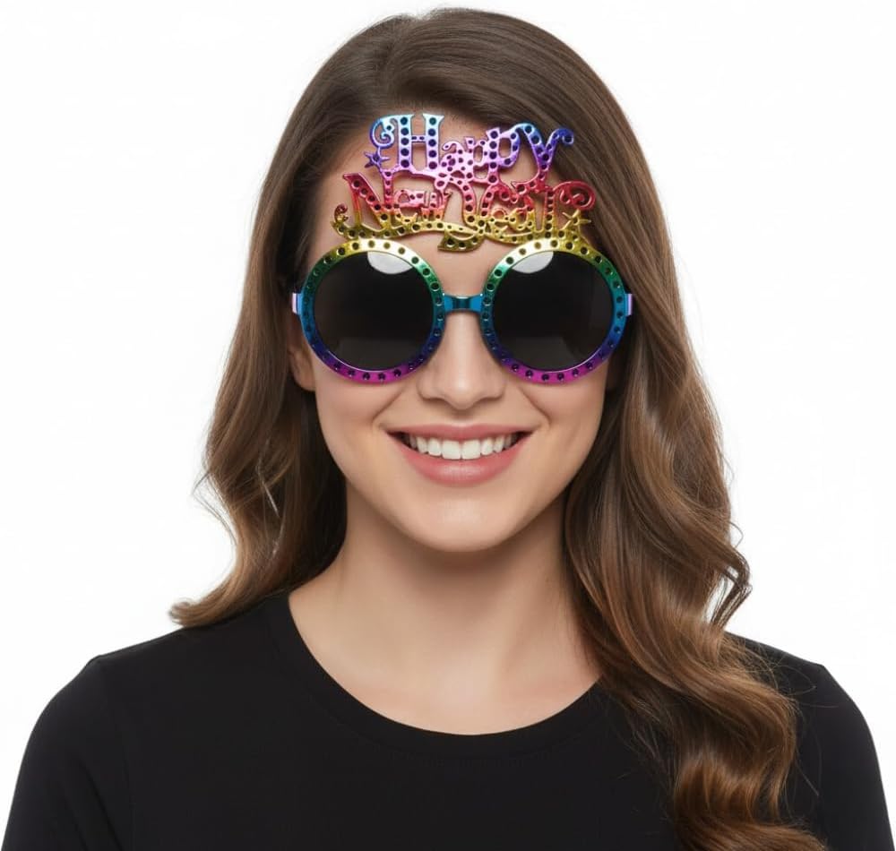 PMU Happy New Year Sunglasses – Party Glasses for 2026 Celebration, New Year’s Eve Decorations, Festive Photo Booth Props