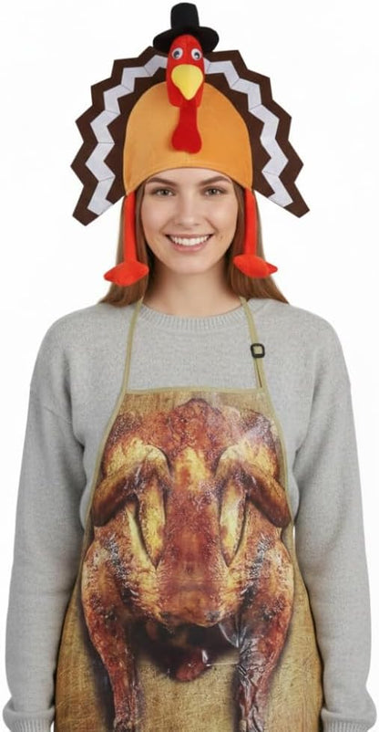 Thanksgiving Turkey Gobble Galore Hat and Turkey Apron Set Party Decorations and Costume Accessories (2/Pkg) Pkg/1