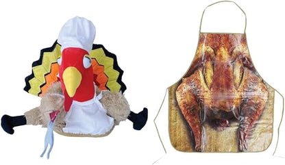 PMU Thanksgiving Plush Chef Turkey Hat and Turkey Apron Set Party Costume Accessories (2/Pkg) Pkg/1
